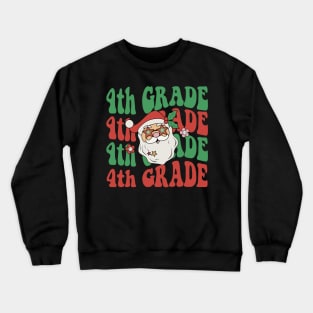 Christmas Teacher 4th Grade Santa Hat Back To School Crewneck Sweatshirt